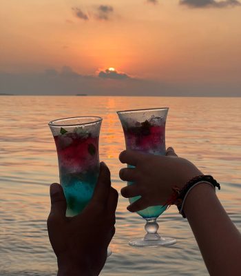 enjoying drinks on the beach